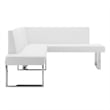 Armen Living Amanda Modern Fabric Sectional Sofa in White and chrome base
