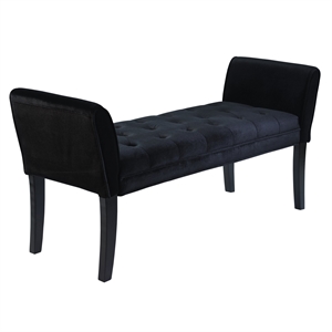 Armen Living Chatham Tufted Velvet Living Room Bench in Black