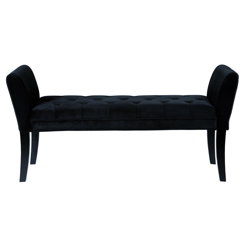 Armen Living Chatham Tufted Velvet Living Room Bench in Black