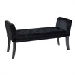 Armen Living Chatham Tufted Velvet Upholstered Living Room Bench in Black