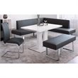 Armen Living Amanda Modern Vinyl & Metal Living Room Bench in Black/Silver