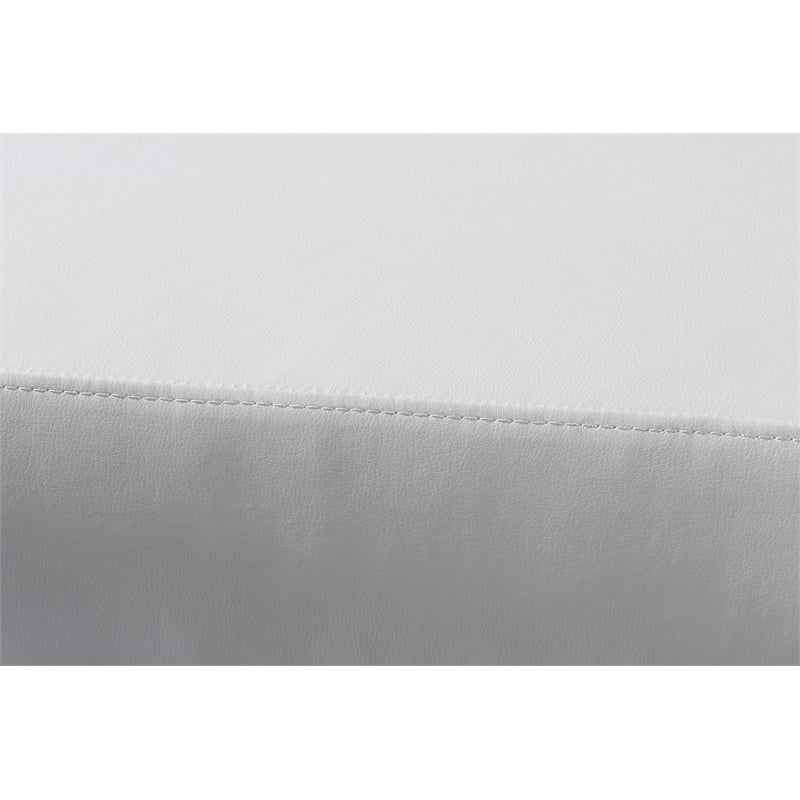 Armen Living Amanda Modern Vinyl & Metal Living Room Bench in White/Silver