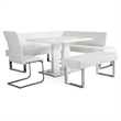 Armen Living Amanda Modern Vinyl & Metal Dining Chair in Black (Set of 2)