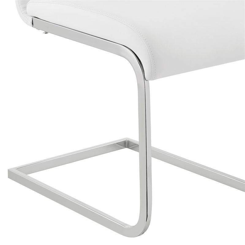 Armen Living Amanda Modern Faux Leather Dining Chair in White