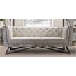 Armen Living Regis Tufted Upholstered Modern Leather Sofa in Cream