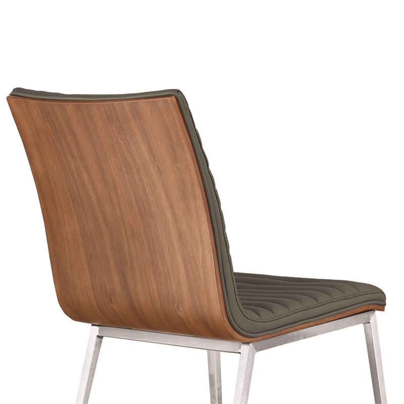 Armen Living Cafe Upholstered Modern Faux Leather Dining Chair in Gray