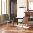 Armen Living Cafe Upholstered Modern Faux Leather Dining Chair in Gray