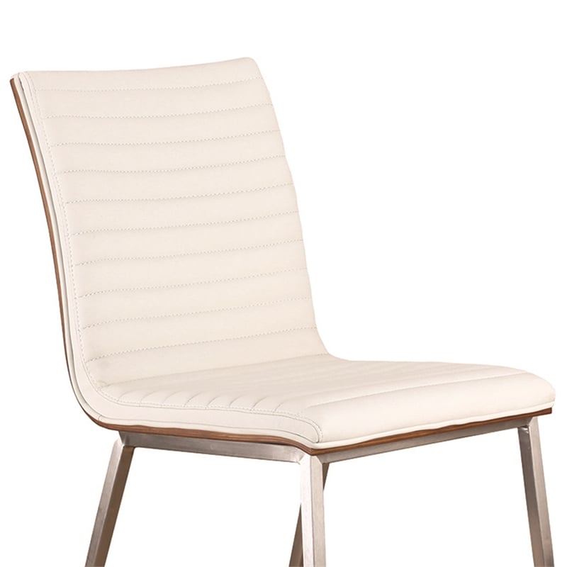 Armen Living Cafe Upholstered Modern Faux Leather Dining Chair in White