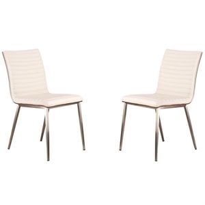 Armen Living Cafe Upholstered Modern Faux Leather Dining Chair in White