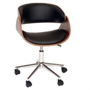 armen living julian faux leather swivel office chair in black