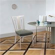 Armen Living Cleo Upholstered Modern Faux Leather & Steel Dining Chair in Gray