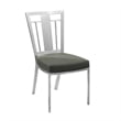 Armen Living Cleo Upholstered Modern Faux Leather & Steel Dining Chair in Gray