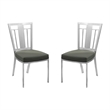 Armen Living Cleo Upholstered Modern Faux Leather & Steel Dining Chair in Gray
