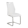 Armen Living Bravo Faux Leather Steel Dining Chair in White (Set of 2)