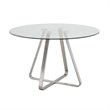 Armen Living Cameo Glass Top Round Dining Table in Clear/Stainless Steel