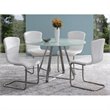 Armen Living Cameo Faux Leather Steel Dining Chair in White (Set of 2)
