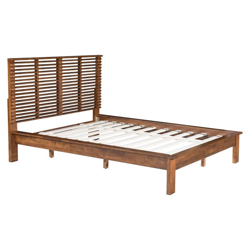 Zuo Linea Queen Slat Bed In Walnut 100575 Zuo Linea Queen Slat Bed In Walnut 100575