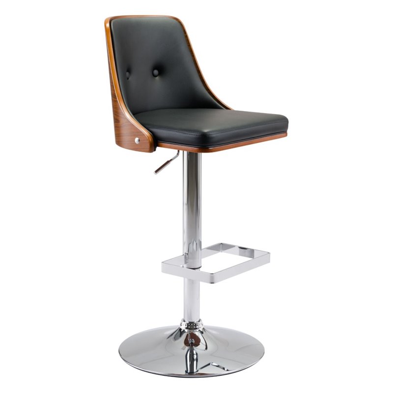 Zuo Scooter Faux Leather Adjule Bar Stool In Black 100602 Zuo Scooter Faux Leather Adjule Bar Stool In Black