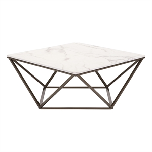 ZUO Tintern Faux Marble Top Coffee Table in White/Bronze