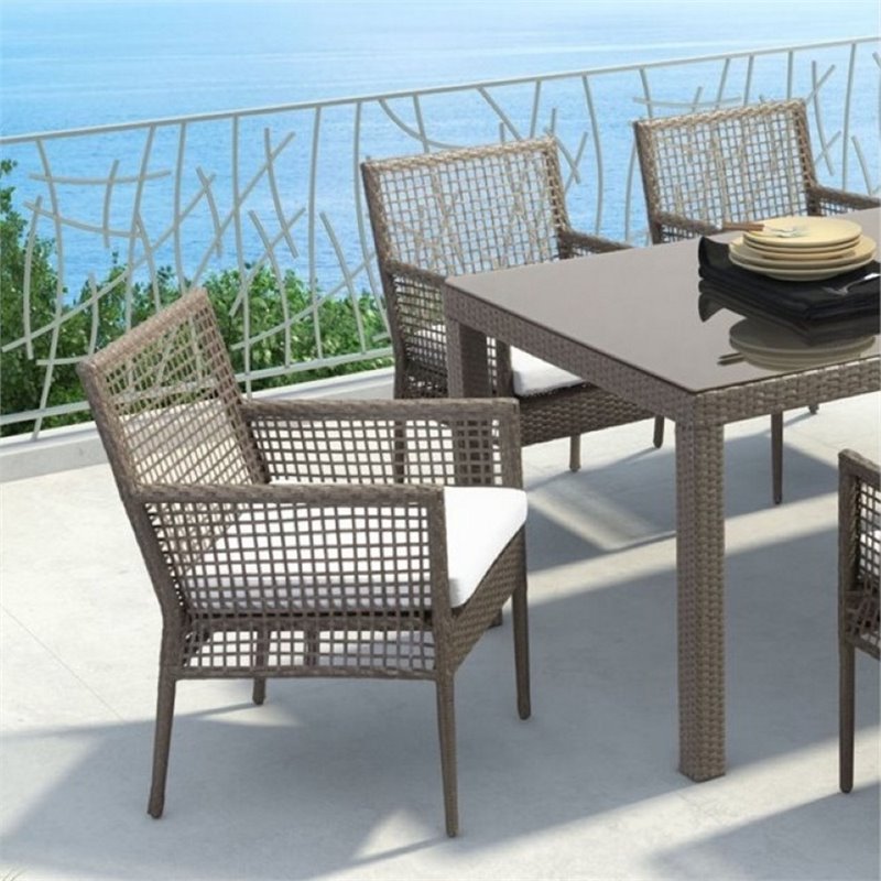 Zuo Coronado Patio Dining Arm Chair In Cocoa And Light Gray Set Zuo Coronado Patio Dining Arm Chair In
