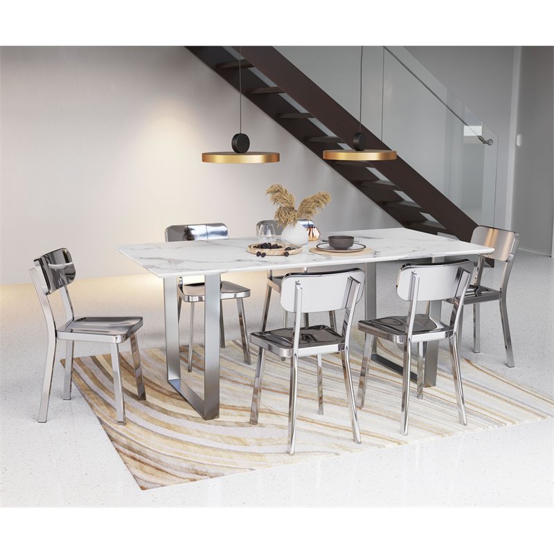 Zuo Atlas Dining Table In Stone And Stainless Steel Zuo Atlas Dining Table In Stone And Stainless Steel