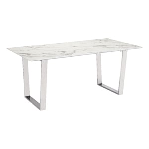 ZUO Atlas Dining Table in Stone and Stainless Steel
