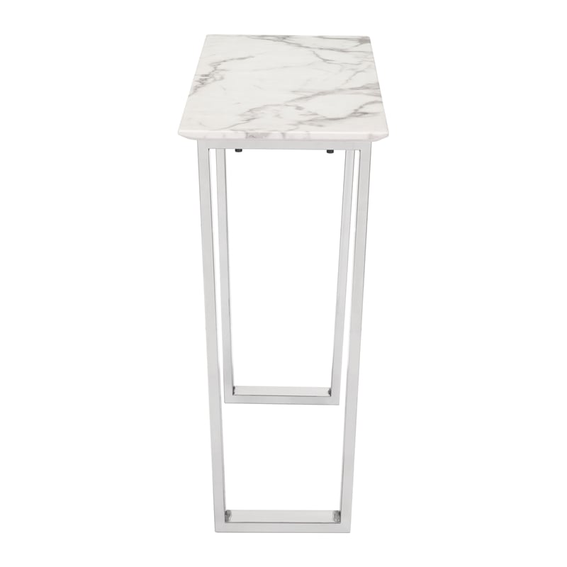 ZUO Atlas Console Table in Stone and Stainless Steel