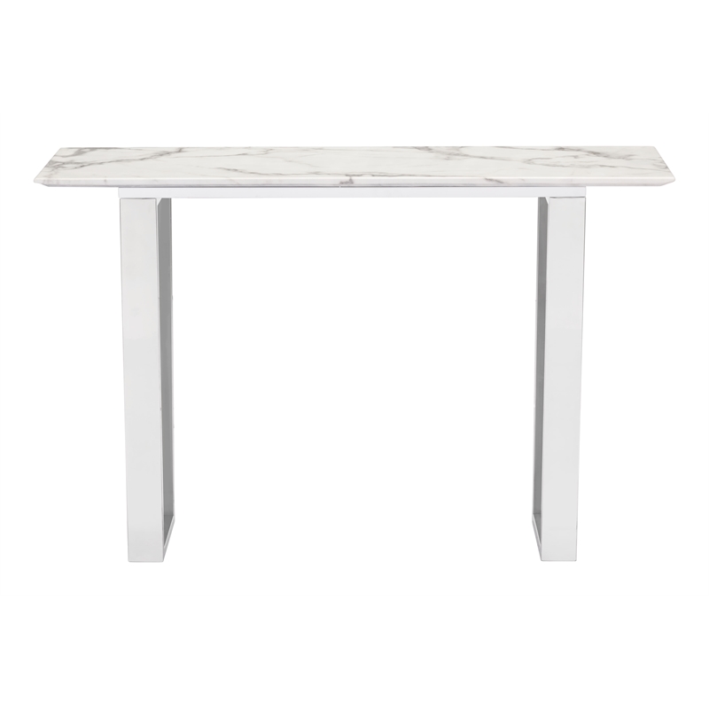 ZUO Atlas Console Table in Stone and Stainless Steel