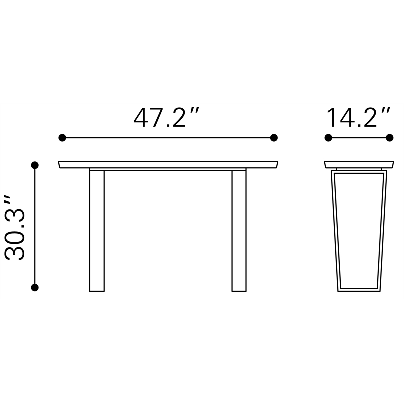 ZUO Atlas Console Table in Stone and Stainless Steel