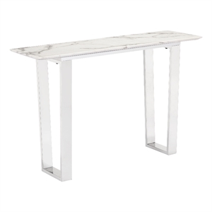 ZUO Atlas Console Table in Stone and Stainless Steel