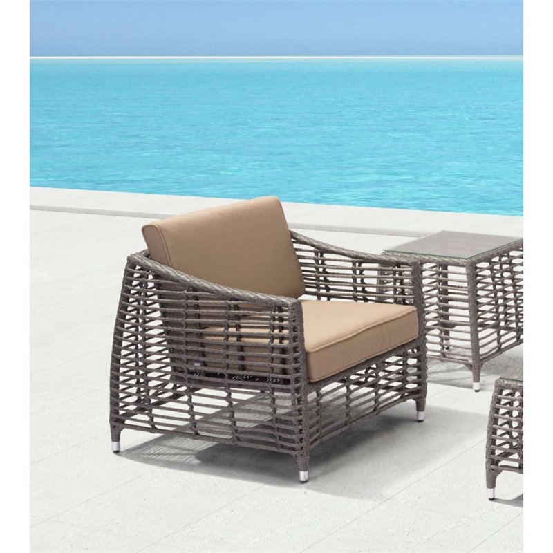 Zuo Trek Patio Arm Chair In Gray And Beige 703826