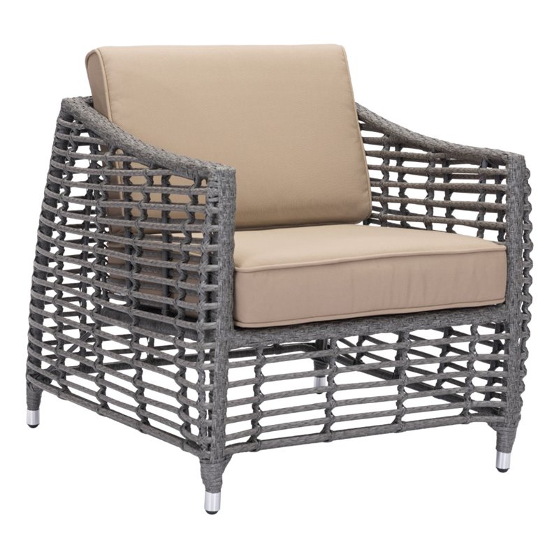 Zuo Trek Patio Arm Chair In Gray And Beige 703826 - Zuo Wicker Patio Furniture Zuo Trek Patio Arm Chair In Gray And Beige 703826 - Zuo Wicker Patio Furniture