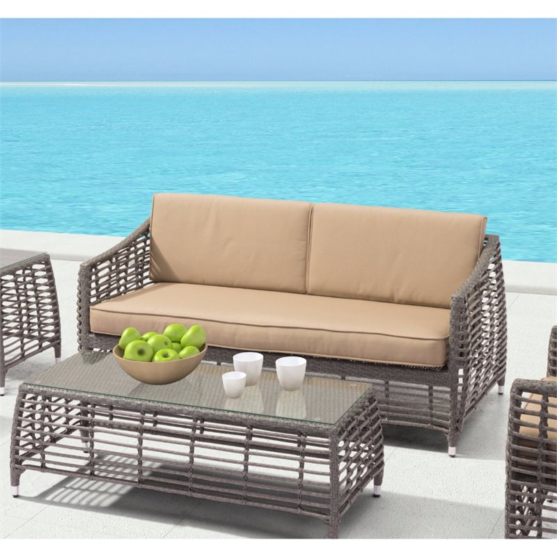 Zuo Trek Patio Sofa In Gray And Beige 703827