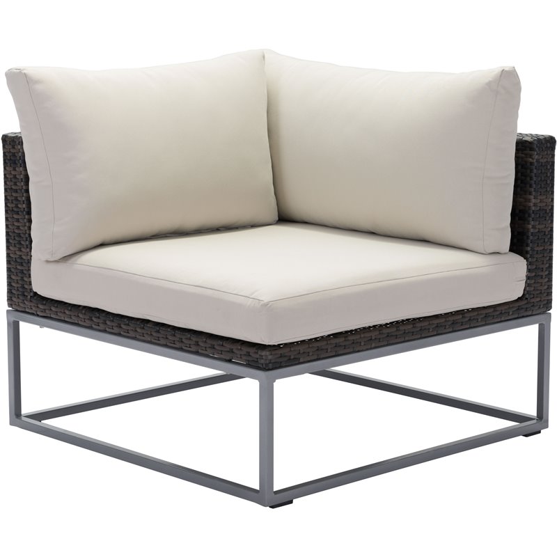 Zuo Malibu Patio Corner Chair In Brown And Beige 703833