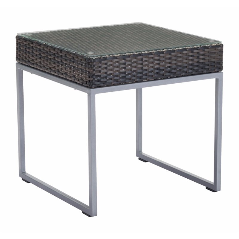 Zuo Malibu Patio End Table In Brown And Silver 703837