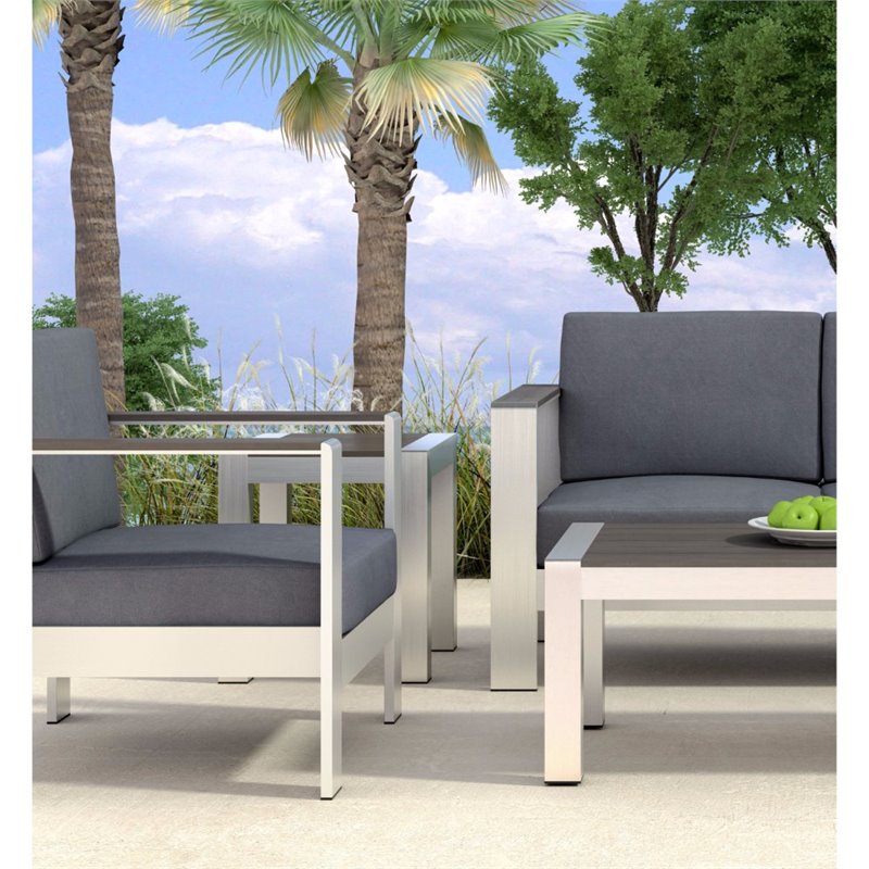 Zuo Cosmopolitan Patio End Table In Brushed Aluminum 703838