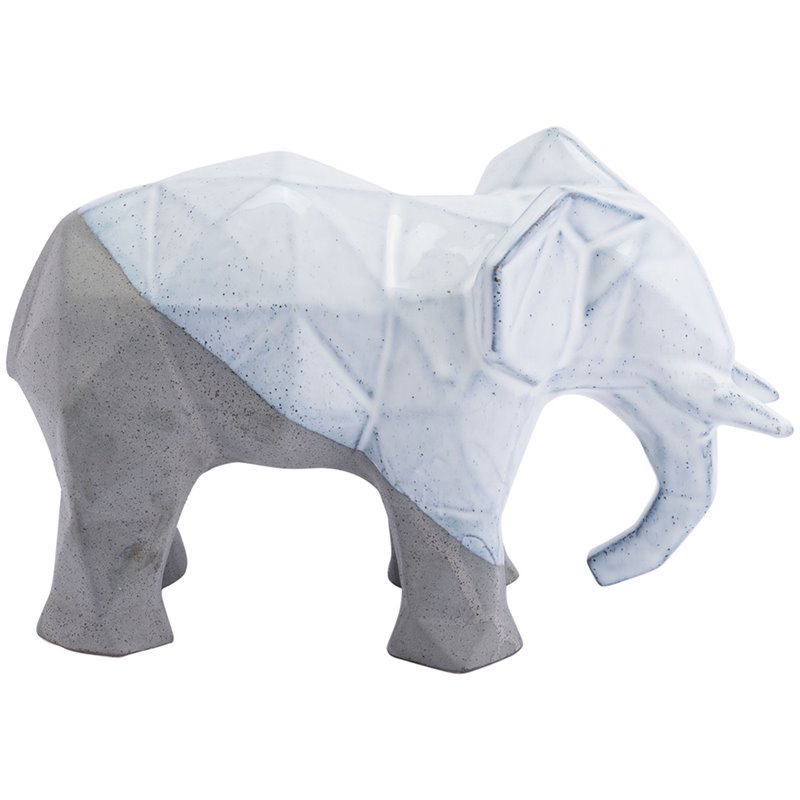 Zuo Geo Ceramic Elephant Figurine In White And Gray A11456 Zuo Geo Ceramic Elephant Figurine In White And Gray