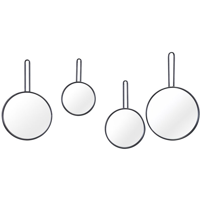 Zuo 4 Piece Round Decorative Mirror Set In Black
