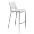 ZUO Ace Silver Faux Leather Upholstered Barstool (Set of 2) White & Silver