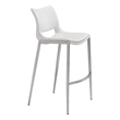 ZUO Ace Silver Faux Leather Upholstered Barstool (Set of 2) White & Silver