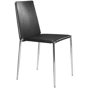 zuo alex modern faux leather dining side chair in black (set of 4)