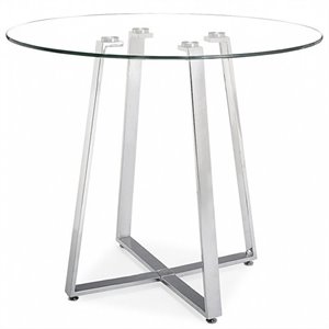 zuo lemon drop modern metal and tempered glass counter table in chrome