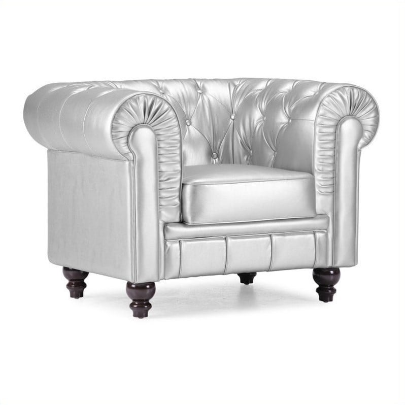 Zuo Aristocrat Faux Leather Accent Chair In Gray 900102 Zuo Aristocrat Faux Leather Accent Chair In Gray