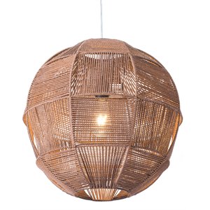 zuo florence modern 1-light ceiling lamp in brown