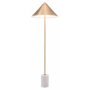 zuo bianca modern 2-light floor lamp in gold & white