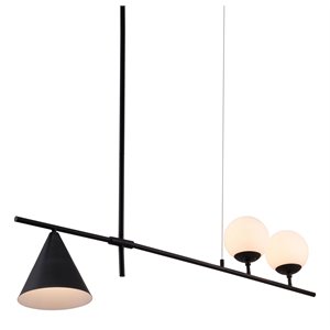 zuo richiza modern 3-light ceiling lamp in black