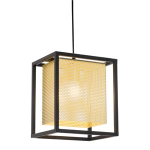 zuo yves modern 1-light ceiling lamp in gold & black