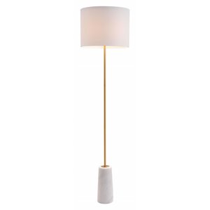 zuo titan modern 1-light floor lamp in white & gold
