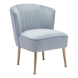 zuo andes modern accent chair in blue & gold