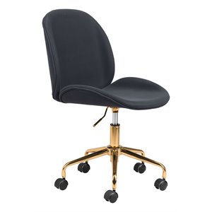 ZUO Miles Modern Polyester Fabric Office Chair with Gold Steel Frame in Black